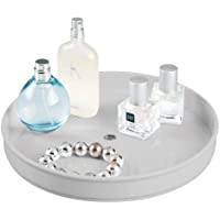 mDesign Organizador de maquillaje – Bandeja giratoria de plástico y acero inoxidable para guardar maquillaje o vitaminas…